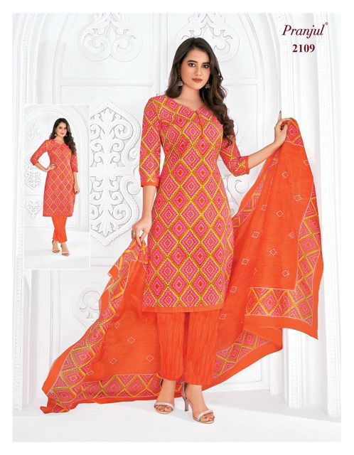 Priyanka Vol 21 By Pranjul Pure Cotton Printed Readymade Dress
